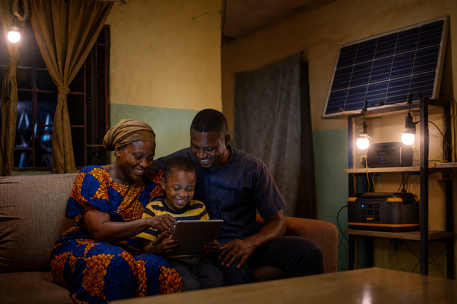 Nigerian family benefiting from Darbot solar solutions